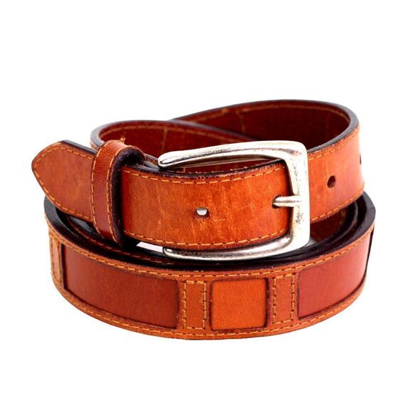 Fossil TAN BROWN GENUINE LEATHER 1"Wd CASUAL DRESS WOMEN'S BELT Sz M (P23 - Picture 2 of 13